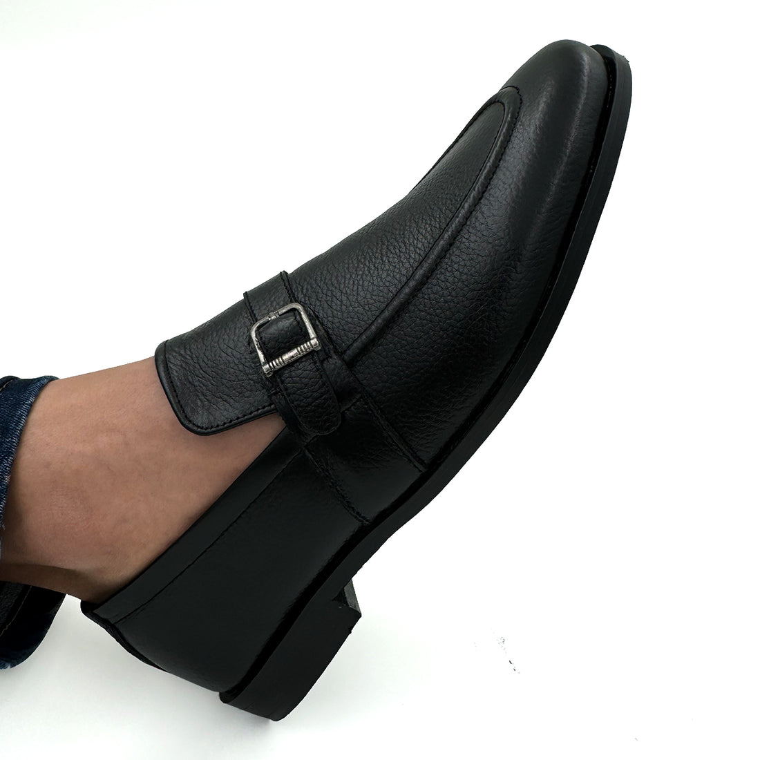 Single-Buckle Leather Loafers