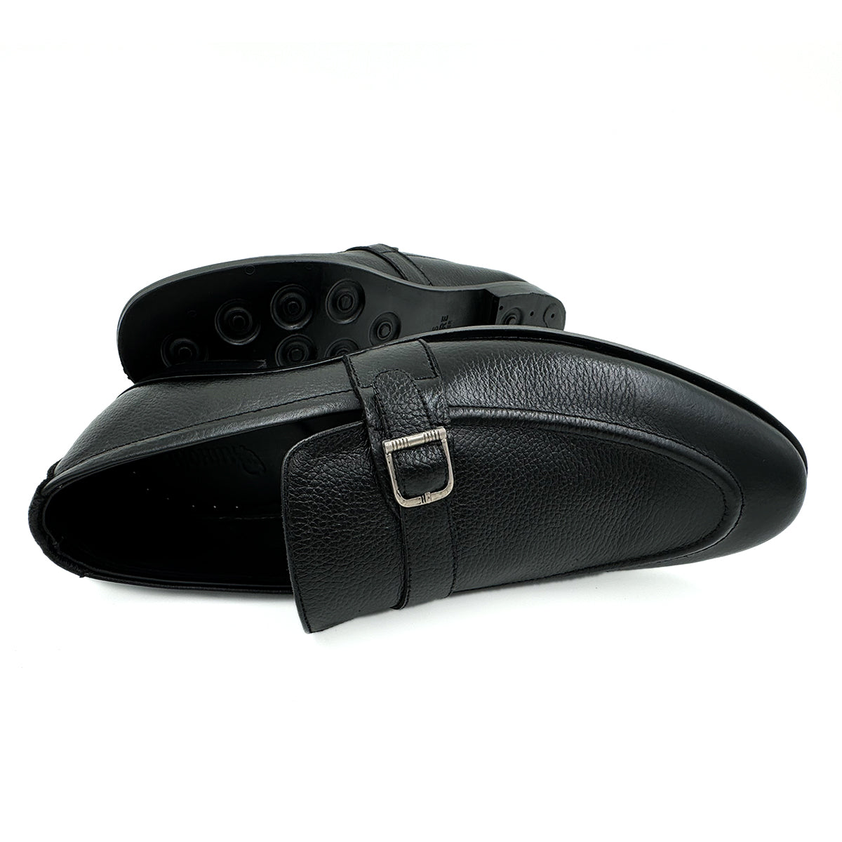 Single-Buckle Leather Loafers